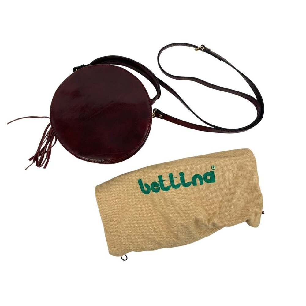 VTG Genuine Leather Round Crossbody Bag With Tassel & Adjustable Strap T10655